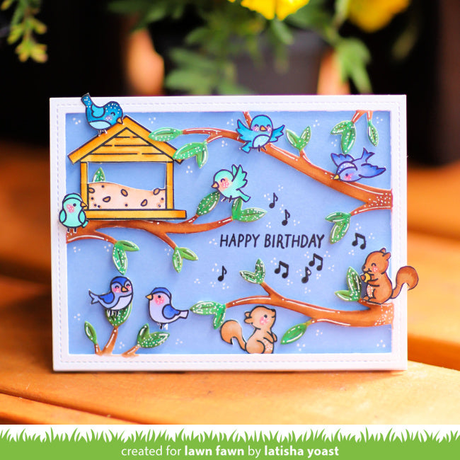 Lawn Fawn Tree Branches Backdrop: Landscape Dies lf3733 Happy Birthday