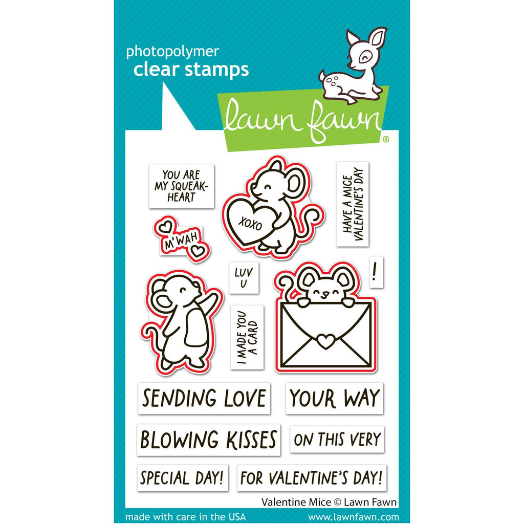 Lawn Fawn Valentine Mice Dies outline to show which dies cut out stamps