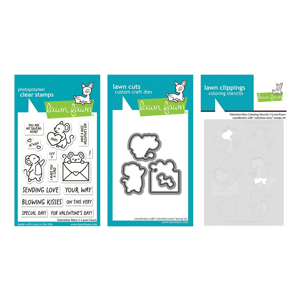 Lawn Fawn Valentine Mice Stamps Dies and Coloring Stencils