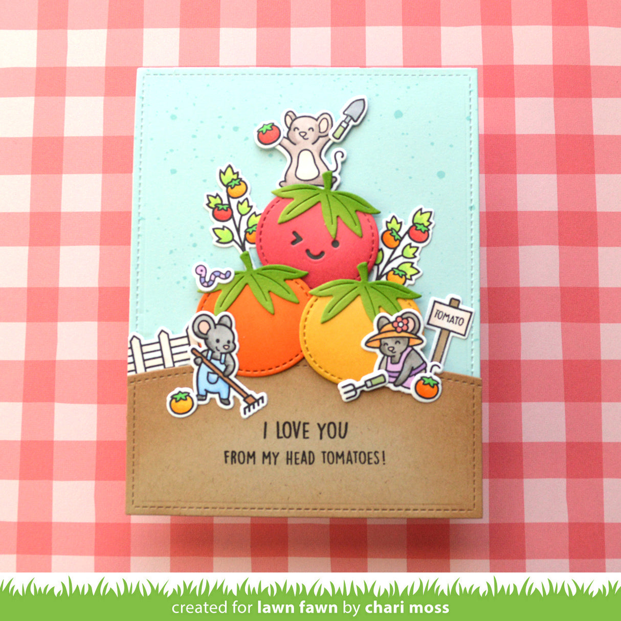 Lawn Fawn Veggie Happy Stamps Dies and Coloring Stencils Set tomatoes
