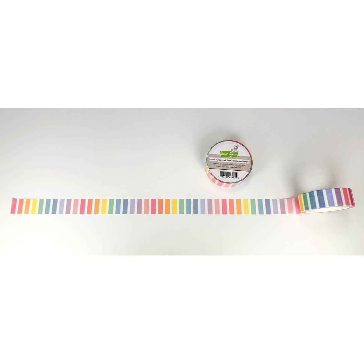 Lawn Fawn Vertical Pastel Rainbow Stripes Washi Tape lf4020 unrolled for detail