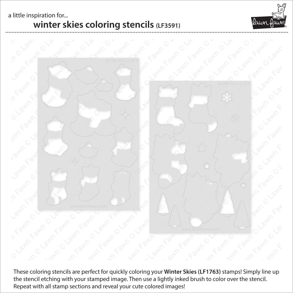 Lawn Fawn Winter Skies Coloring Stencils lf3591 Set
