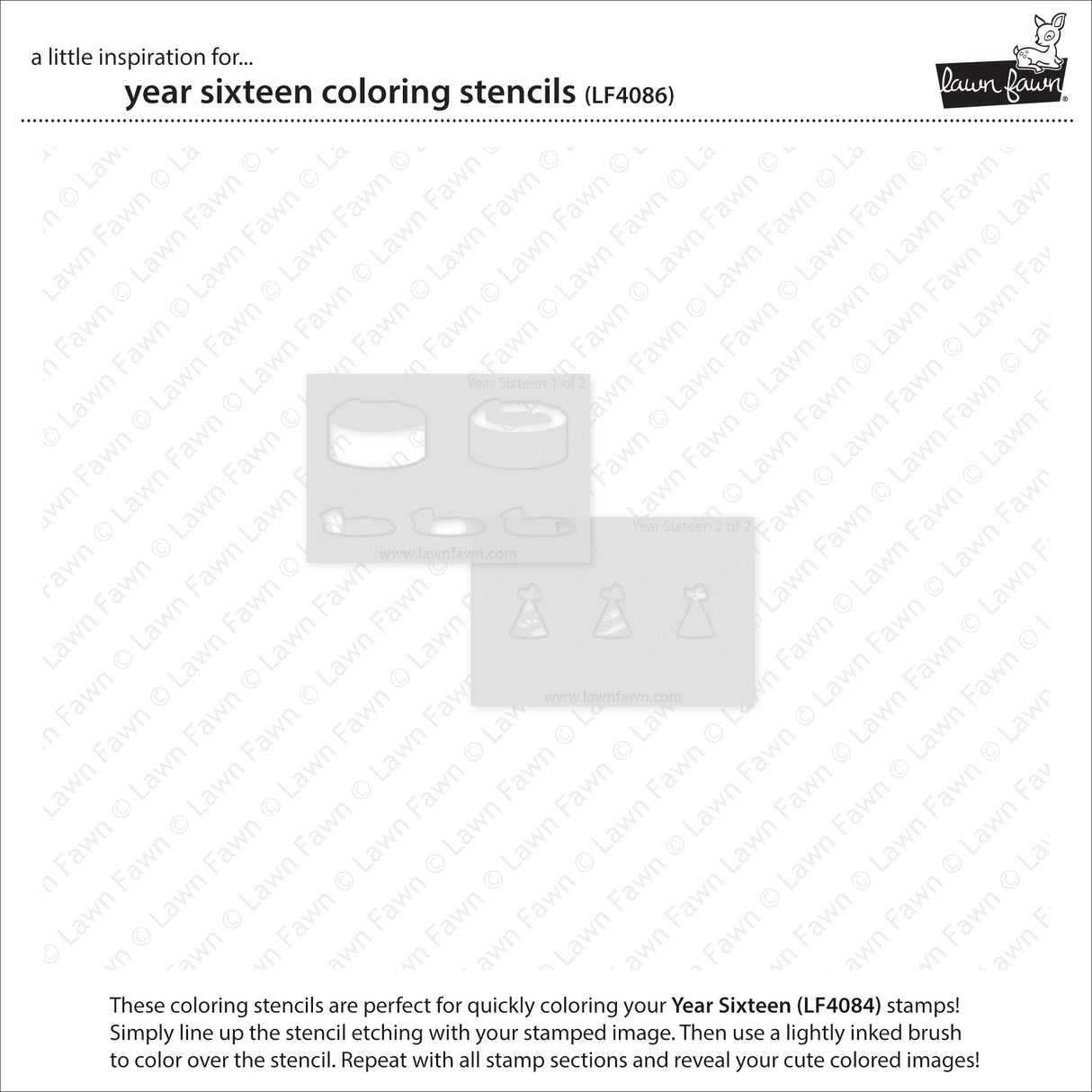 Lawn Fawn Year Sixteen Coloring Stencils lf4086 individual stencils