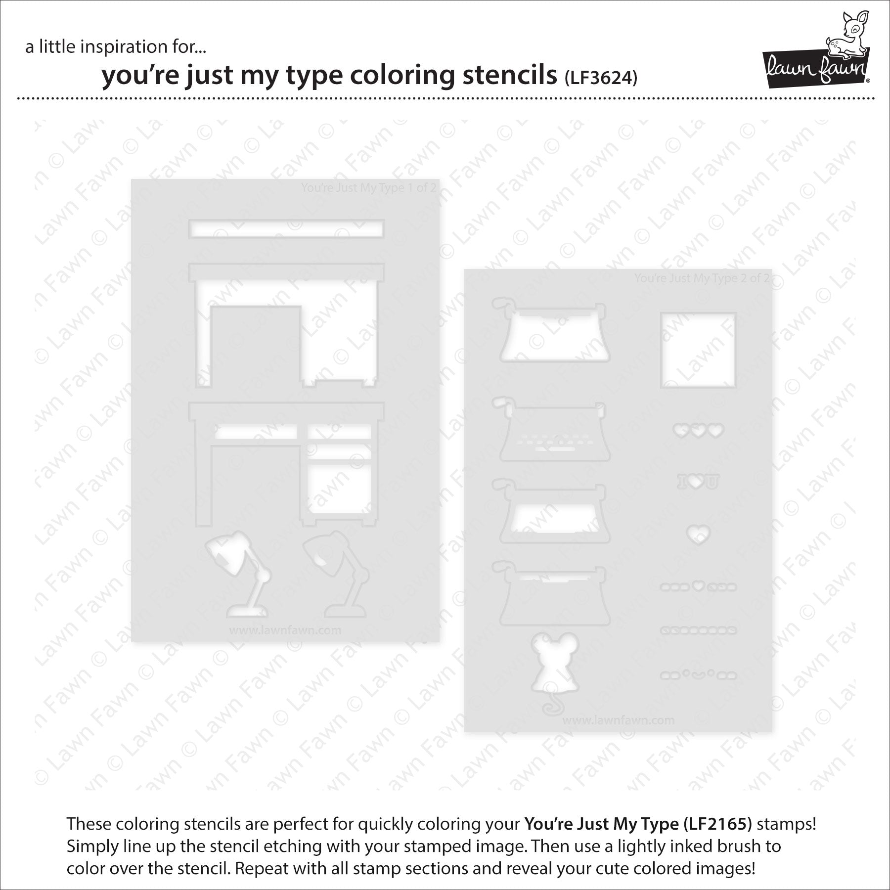 Lawn Fawn You're Just My Type Coloring Stencils lf3624 out of pack