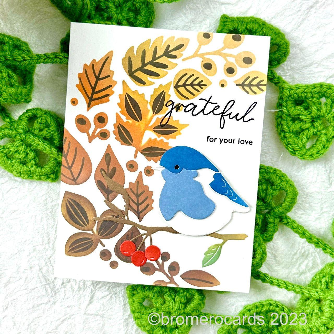 Simon Says Stamp Layered Berry Bird Wafer Dies s850 Season Of Wonder Grateful Card