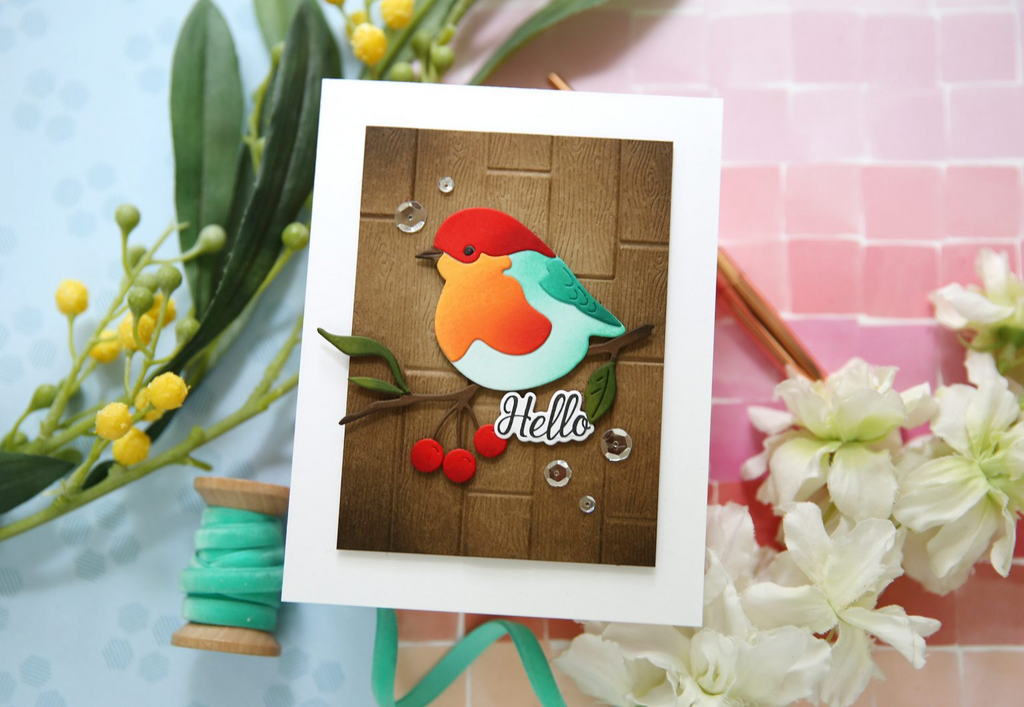 Simon Says Stamp Layered Berry Bird Wafer Dies s850 Season Of Wonder Hello Card | color-code:ALT03