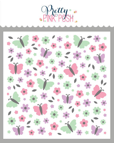 Pretty Pink Posh Layered Butterfly Floral Stencils product image