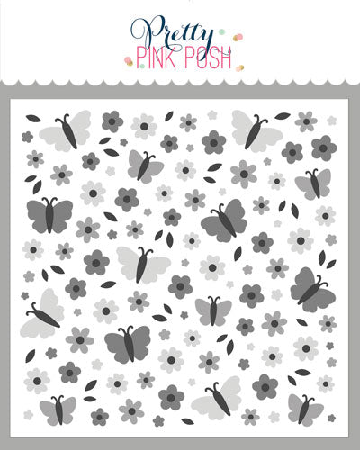 Pretty Pink Posh Layered Butterfly Floral Stencils