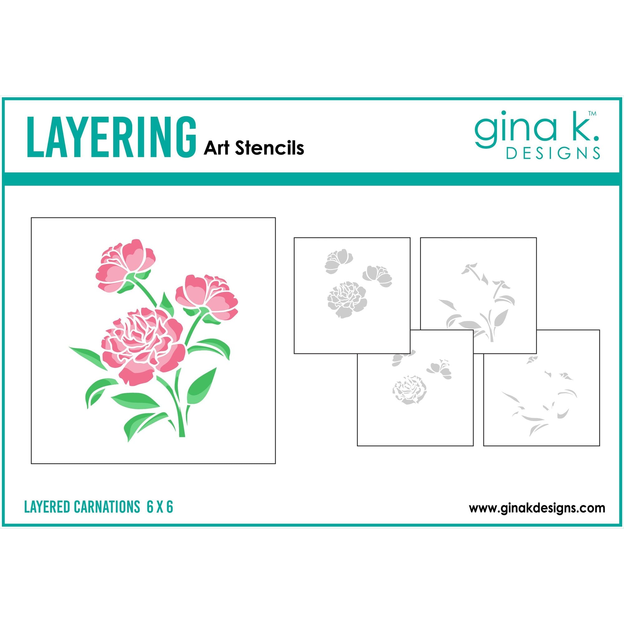 Gina K Designs Layered Carnations Stencils gkdst66