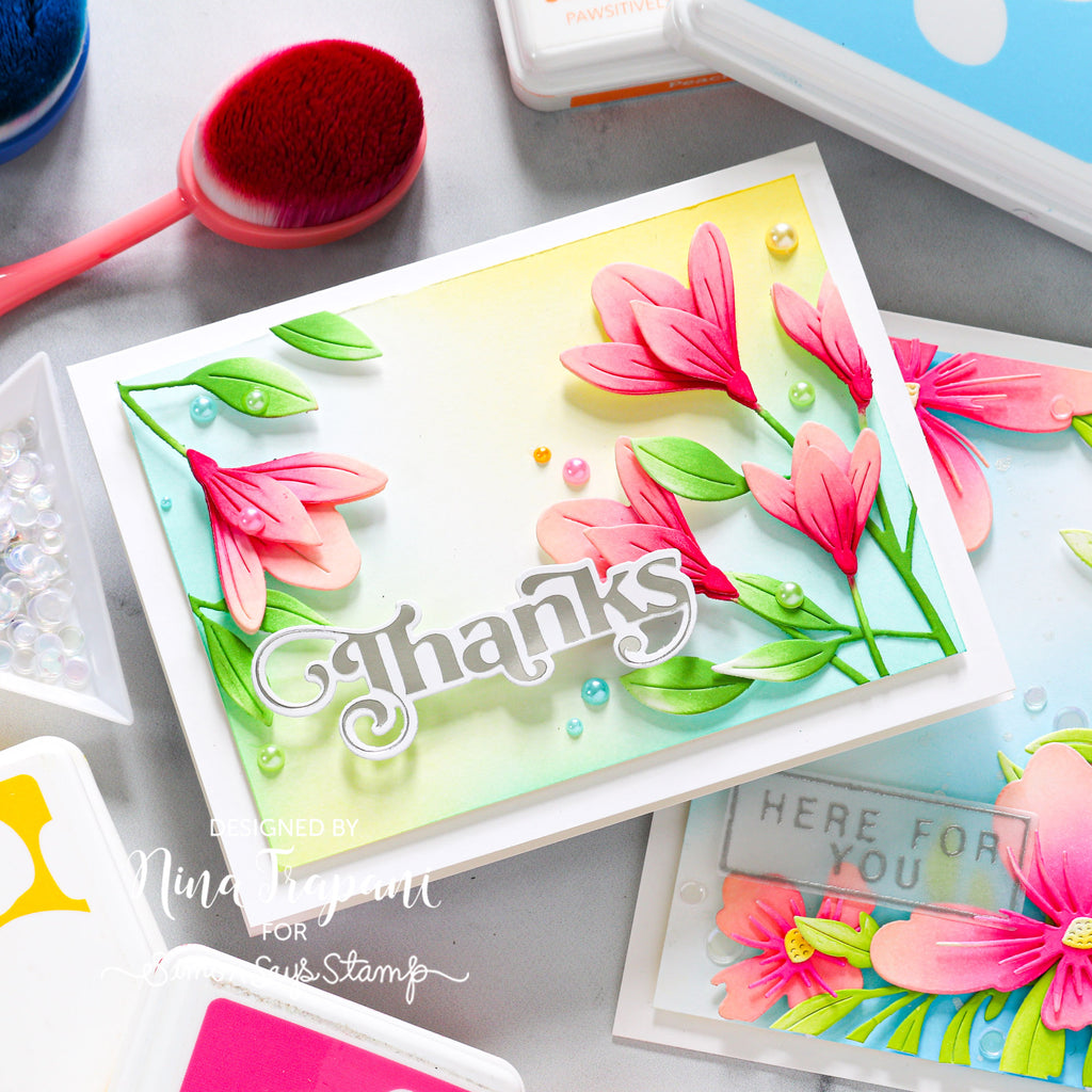 Simon Says Stamp Layered Perky Flower Wafer Die s860 Out Of This Thank You Card | color-code:ALT02