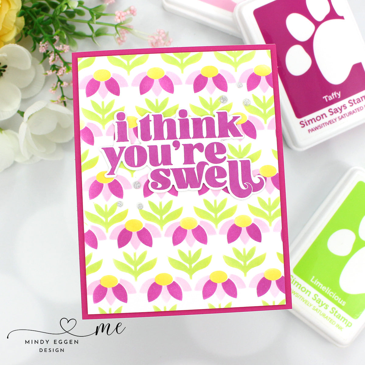 Simon Says Stamp Stencils Layered Sunflowers ssst221697 Just A Note Friend Card