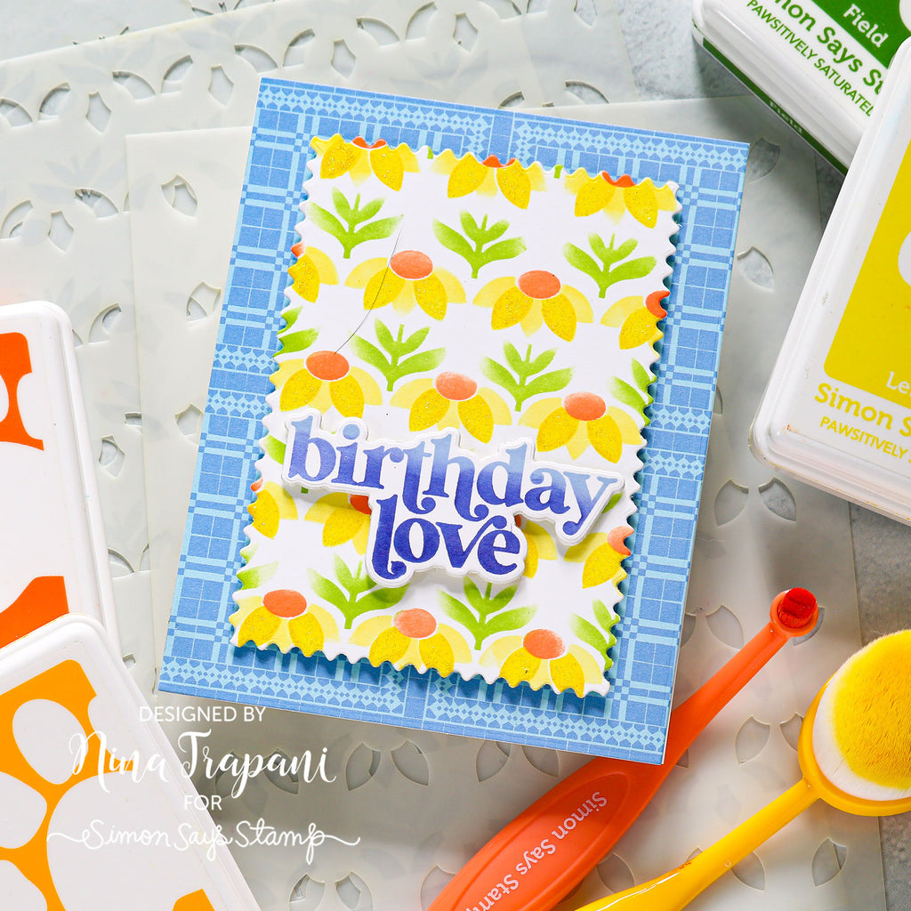 Simon Says Stamp Stencils Layered Sunflowers ssst221697 Just A Note Birthday Card | color-code:ALT02