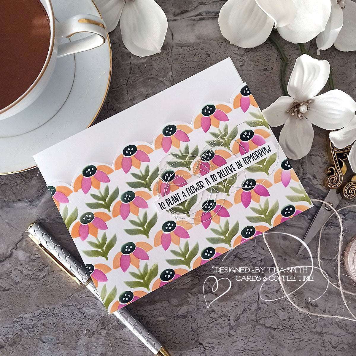 Simon Says Stamp Stencils Layered Sunflowers ssst221697 Just A Note Encouragement Card | color-code:ALT01