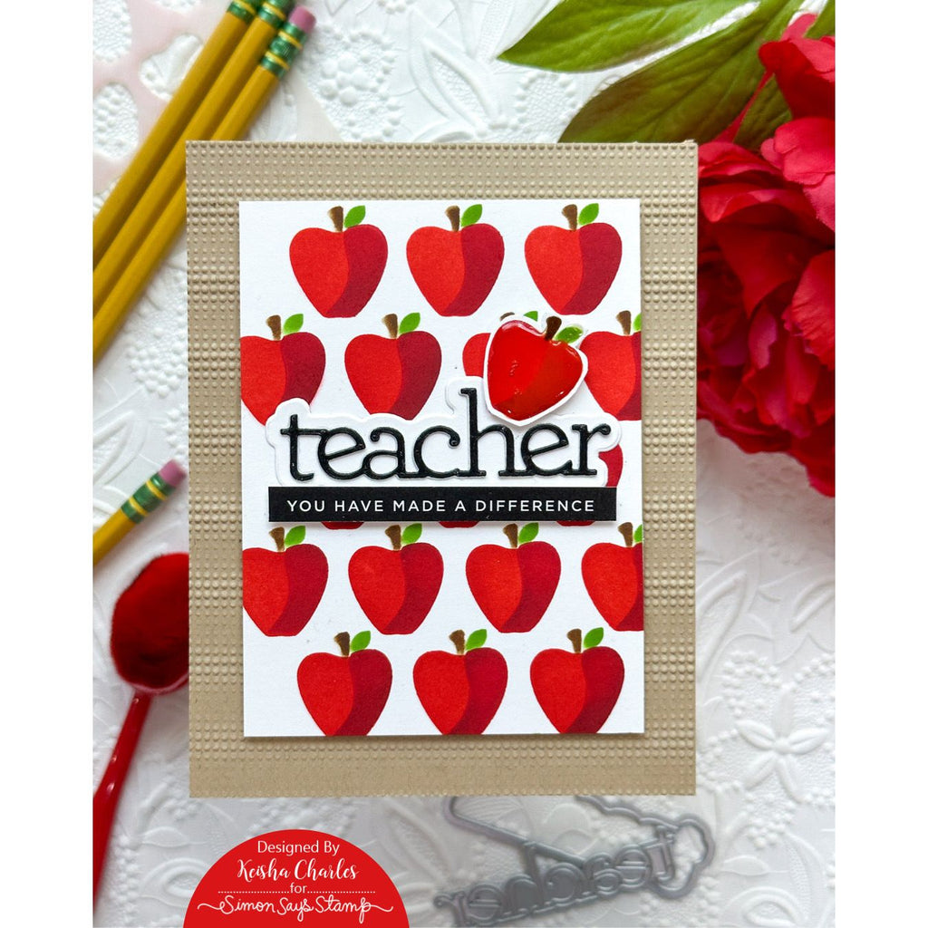 Simon Says Stamp Stencils Layering Apples ssst221694 Just A Note Teacher Card | color-code:ALT05