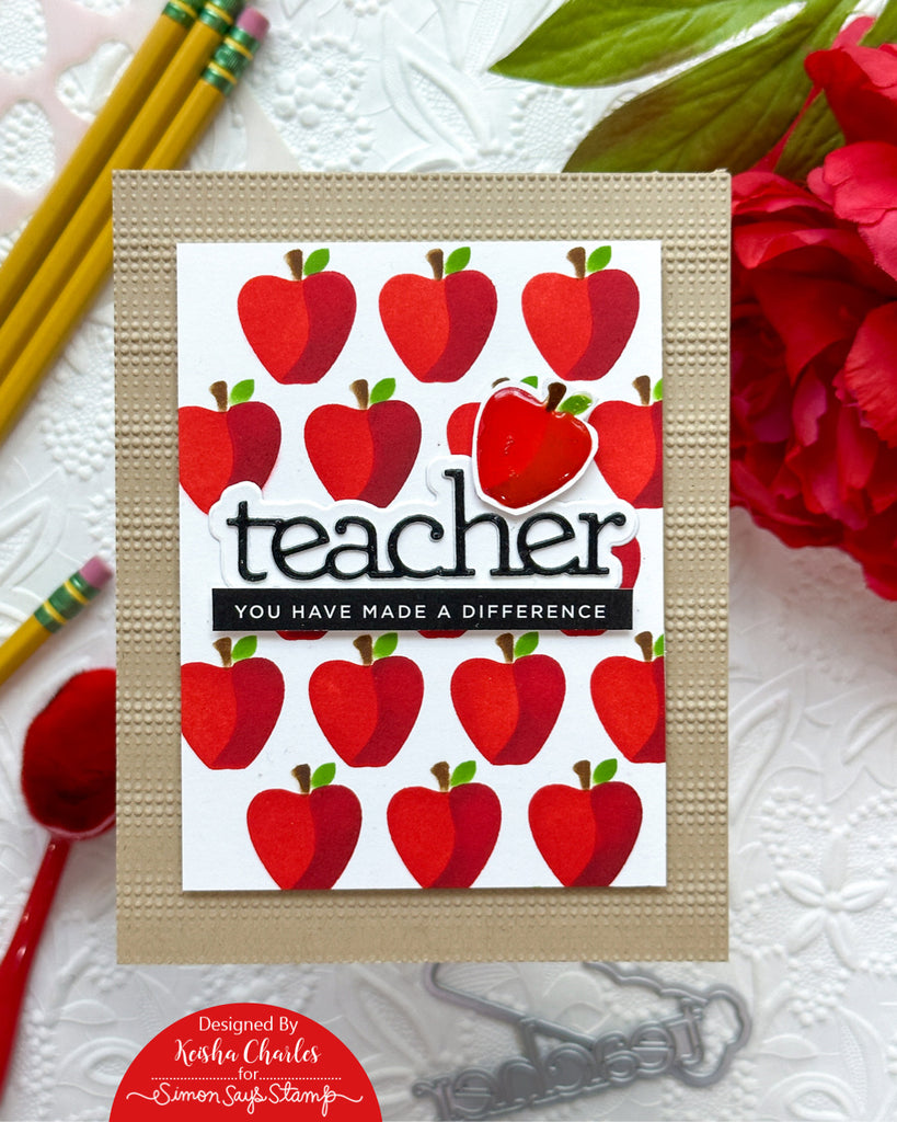 Simon Says Stamp Stencils Layering Apples ssst221694 Just A Note Teacher Card | color-code:ALT05