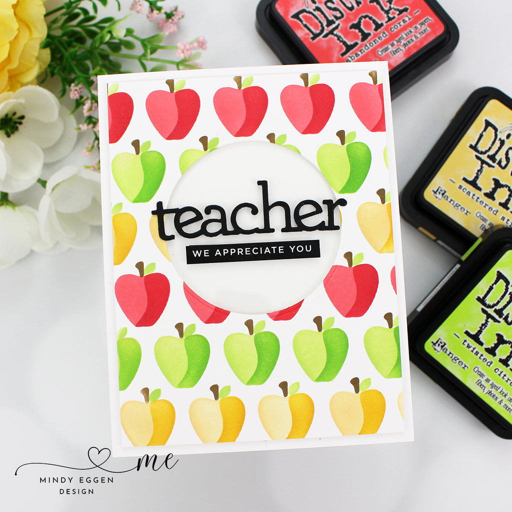 Simon Says Stamp Stencils Layering Apples ssst221694 Just A Note Teacher Card | color-code:ALT03