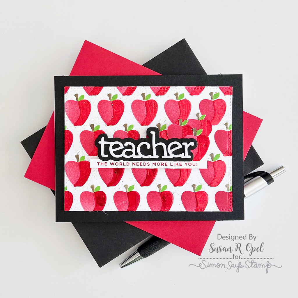 Simon Says Stamp Stencils Layering Apples ssst221694 Just A Note Teacher Card
