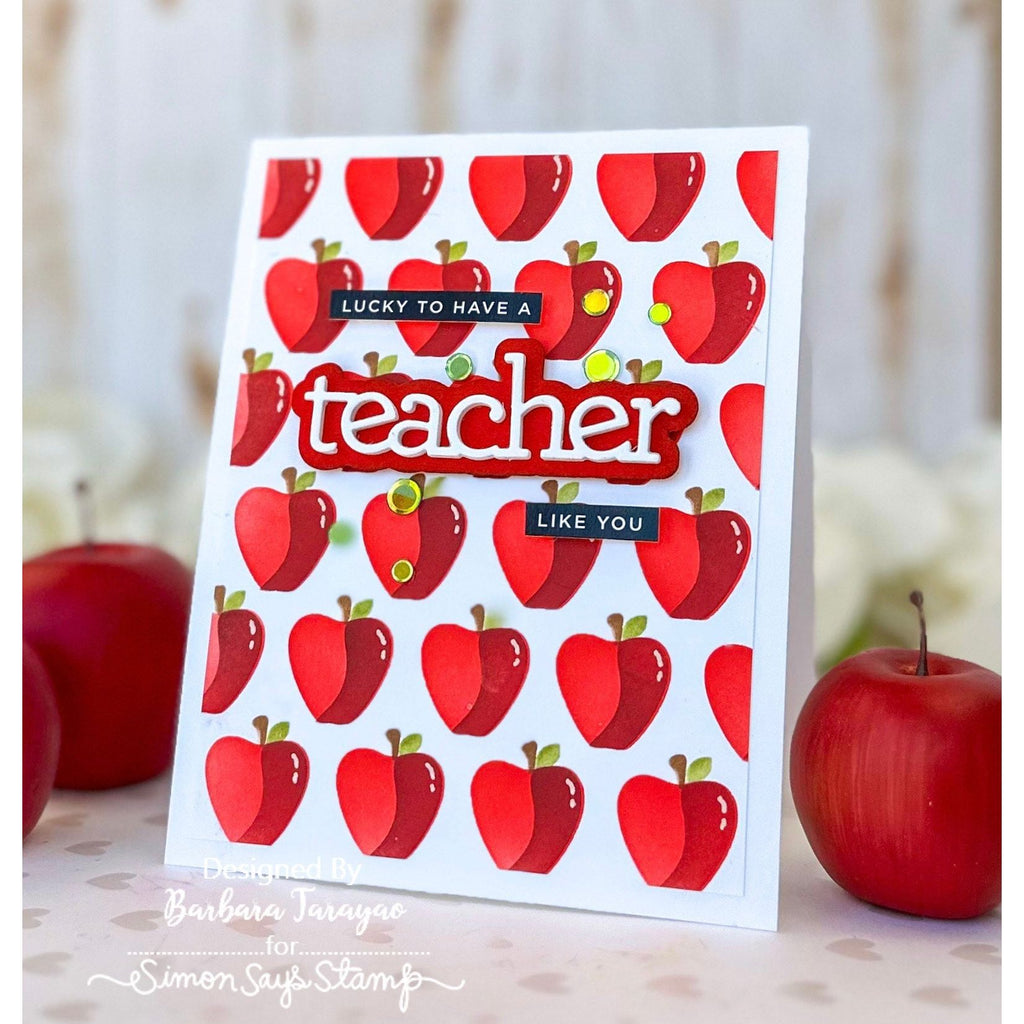 Simon Says Stamp Stencils Layering Apples ssst221694 Just A Note Teacher Card | color-code:ALT08