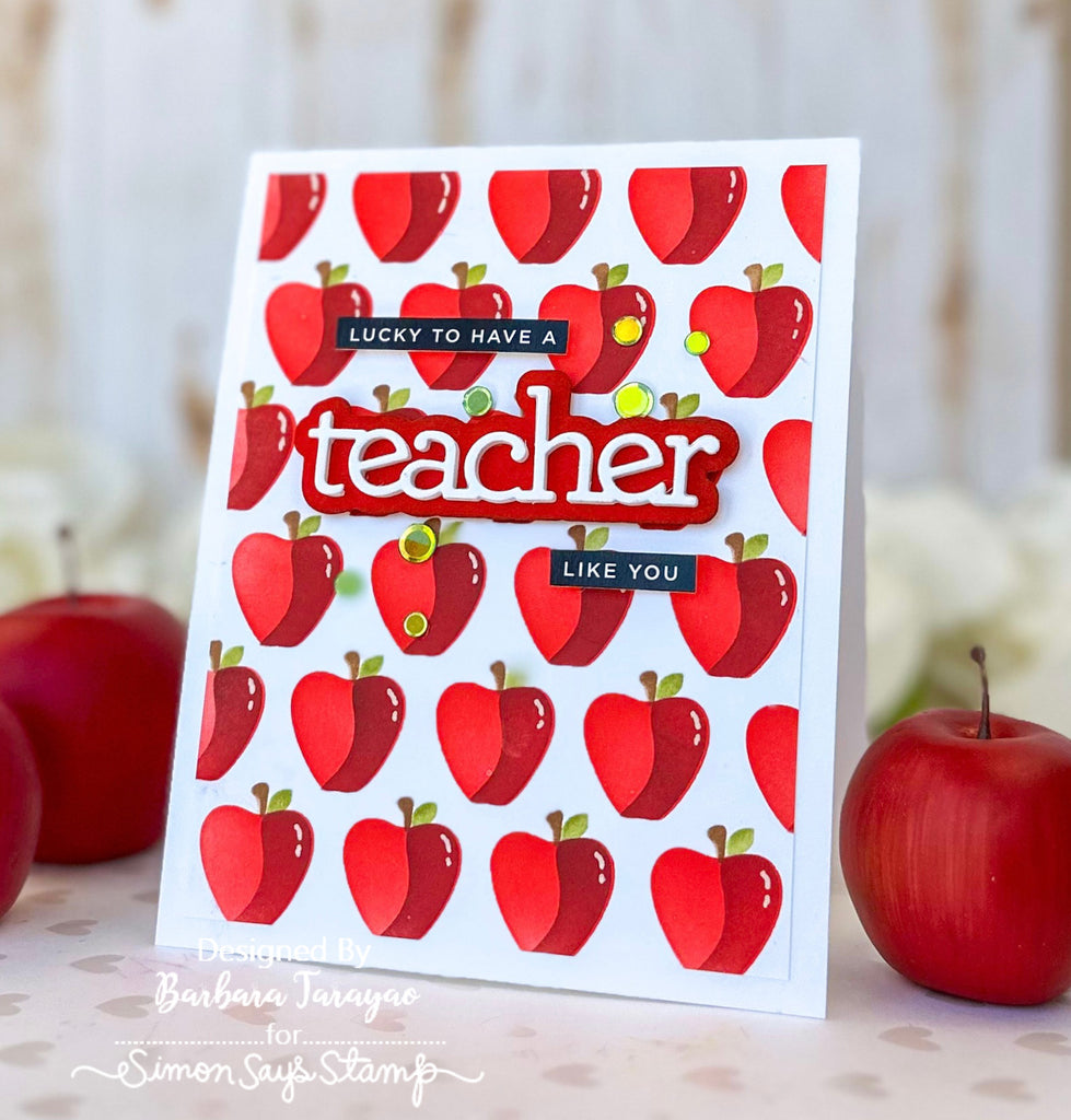 Simon Says Stamp Stencils Layering Apples ssst221694 Just A Note Teacher Card | color-code:ALT08