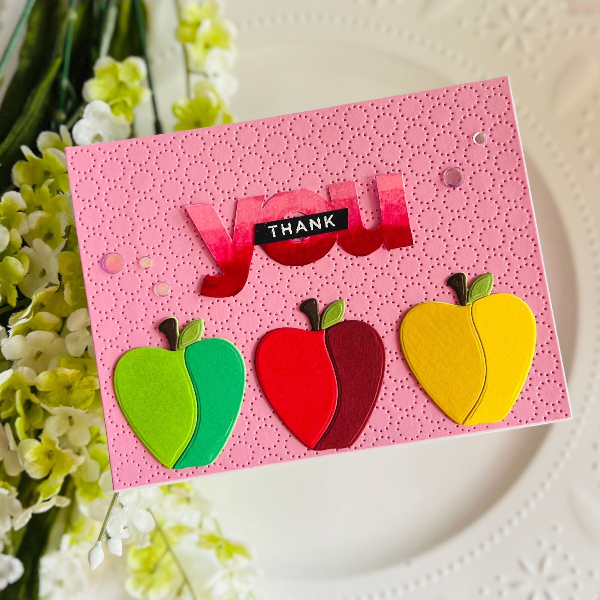 Simon Says Stamp Layering Apple Wafer Dies 1123sd Cheering for You Thank You Card