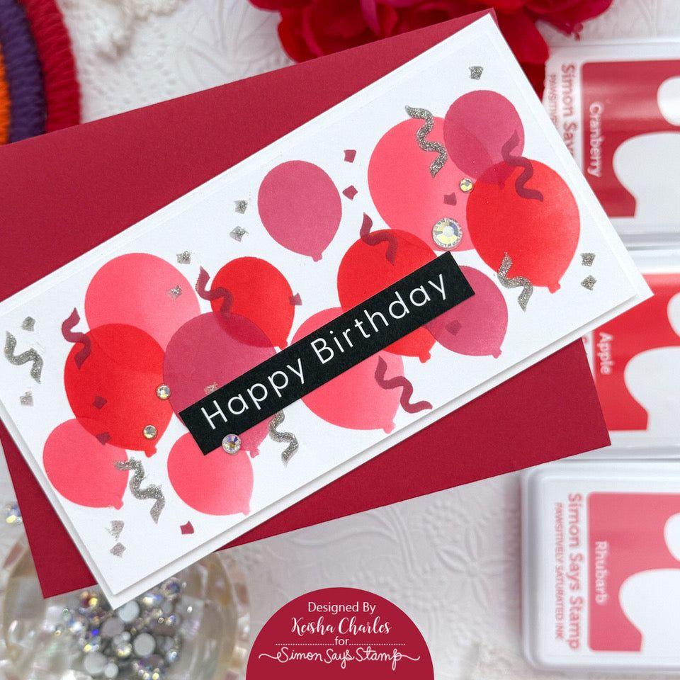 Simon Says Stamp Stencils Layering Balloons Borders 1049st Birthday Card | color-code:ALT05