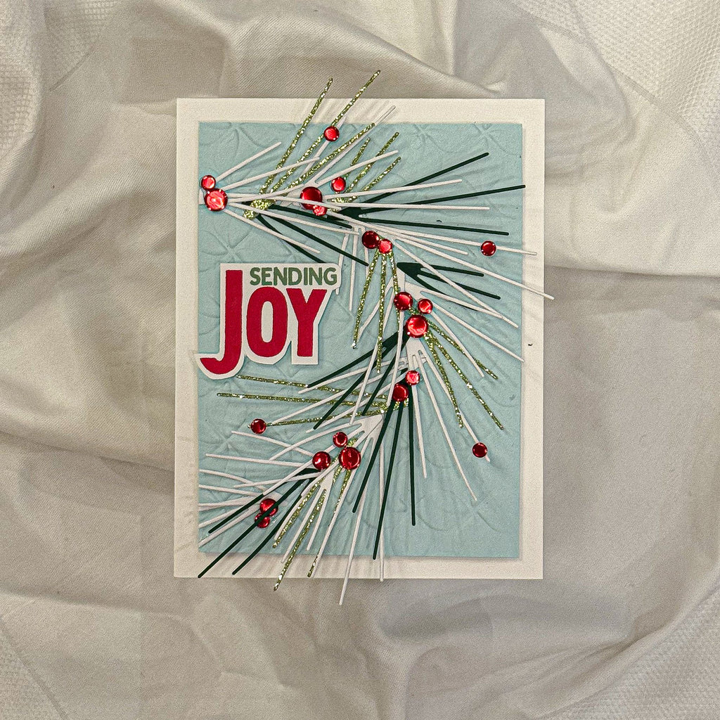 Simon Says Stamp Layering Pine Sprigs Wafer Die s1040 And Everything Nice Christmas Card