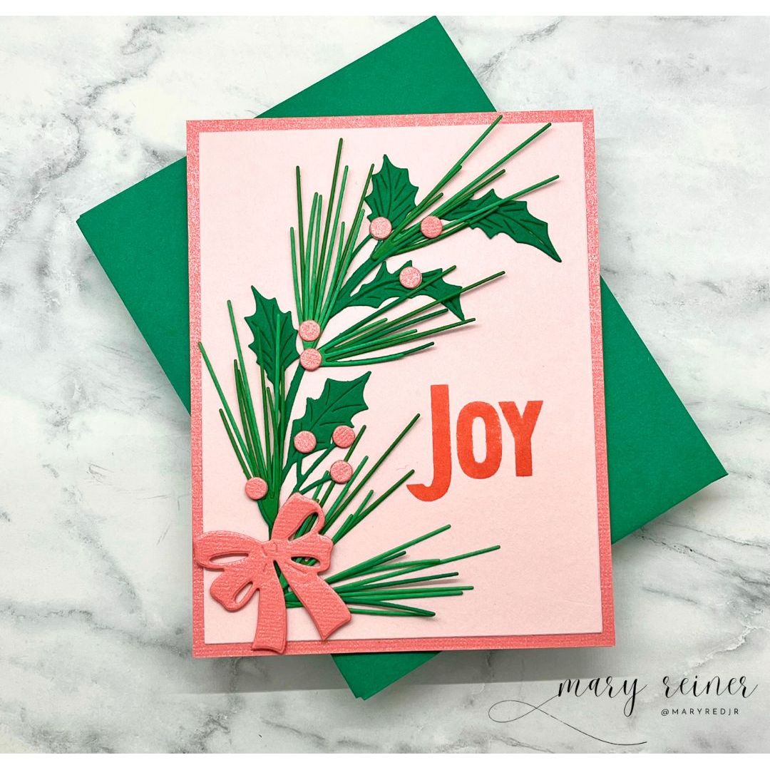 Simon Says Stamp Layering Pine Sprigs Wafer Die s1040 And Everything Nice Christmas Card
