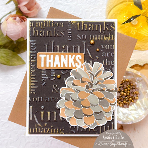 Simon Says Stamp Layering Pinecone Wafer Dies 1500sdc Thanks Card