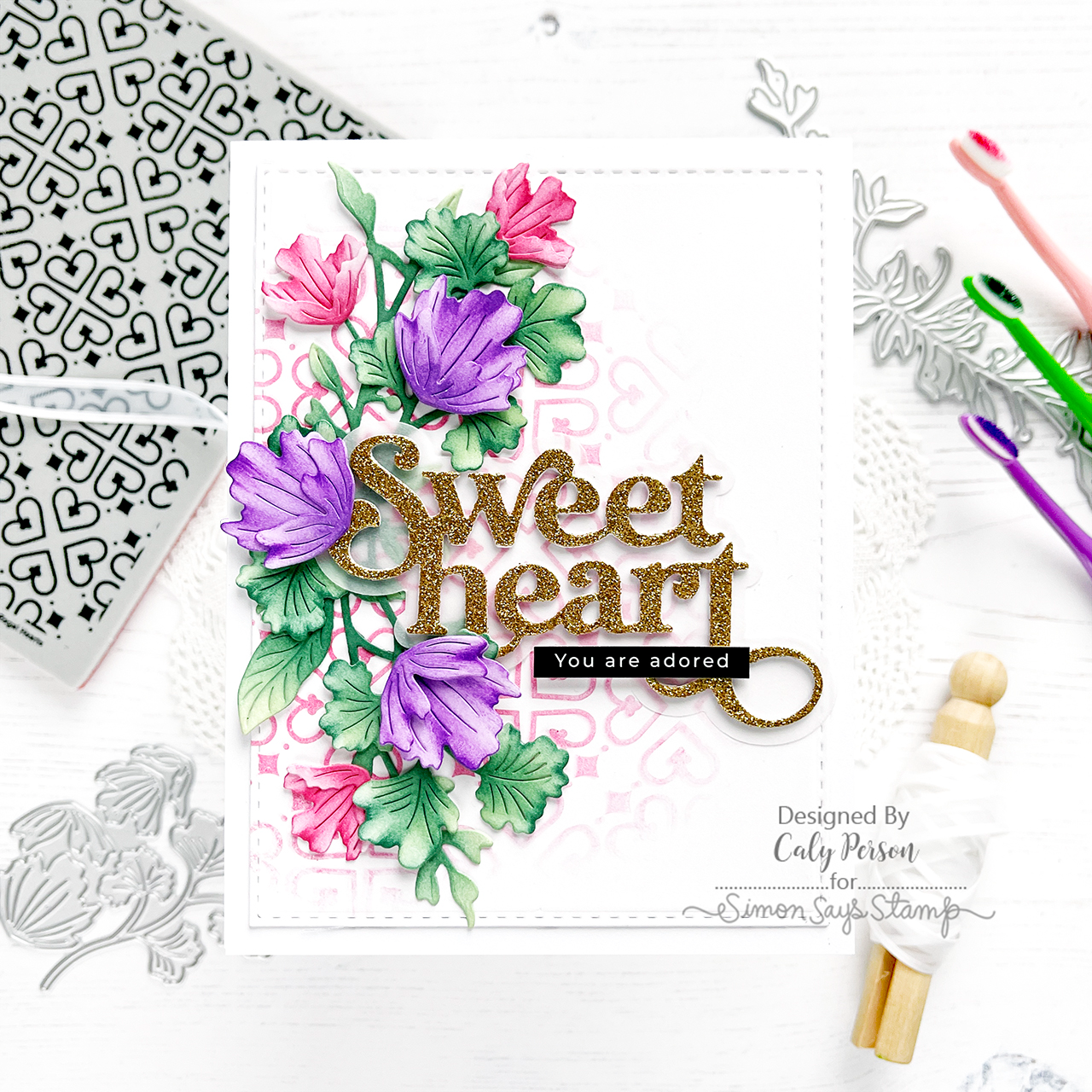 Simon Says Stamp Gentle Blooms Wafer Dies s885 Sweetheart Love Card | color-code:ALT05