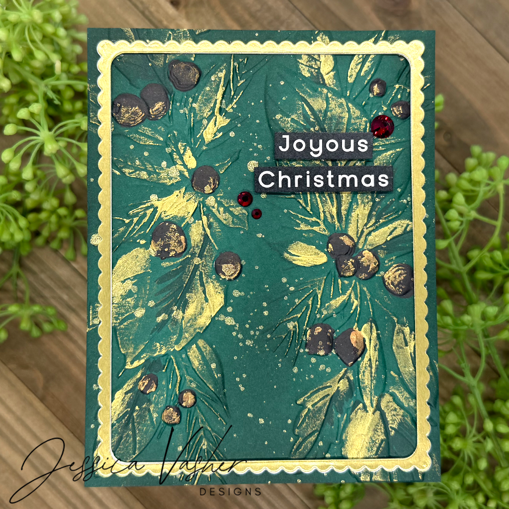 Simon Says Stamp Embossing Folder Leafy Double Garland sf534 And Everything Nice Holiday Card