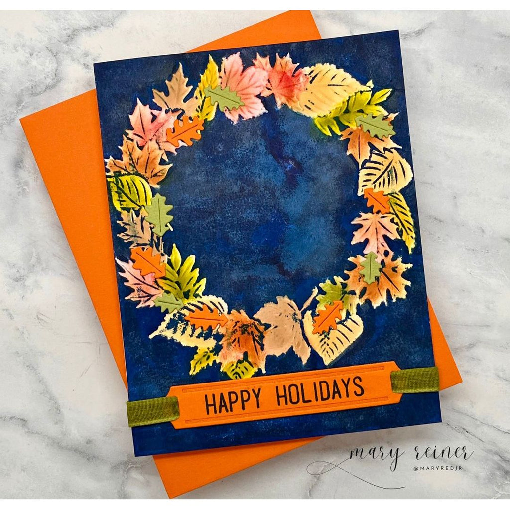 Simon Says Stamp Embossing Folder Leafy Wreath sf549 Sugar and Spice Fall Card | color-code:ALT02