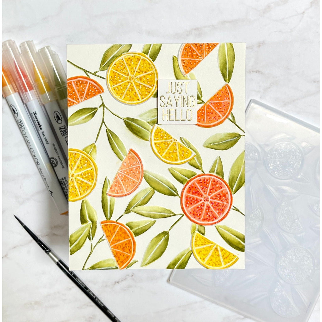 Simon Says Stamp Embossing Folder And Cutting Dies Lemon Tree sfd397 Sunny Vibes Hello Card | color-code:ALT02