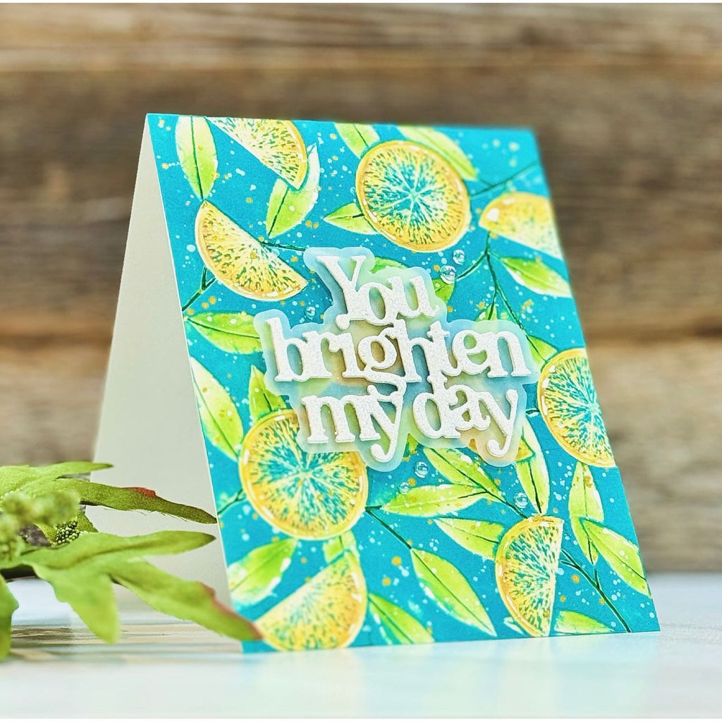Simon Says Stamp Embossing Folder And Cutting Dies Lemon Tree sfd397 Sunny Vibes You Brighten My Day Card