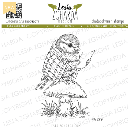 Lesia Zgharda Bird on a Mushroom Clear Stamp Set fa279