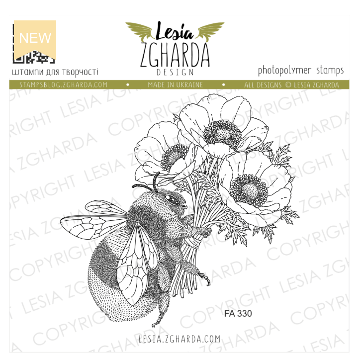 Lesia Zgharda Bumblebee Flower Bouquet Clear Stamp Set fa330