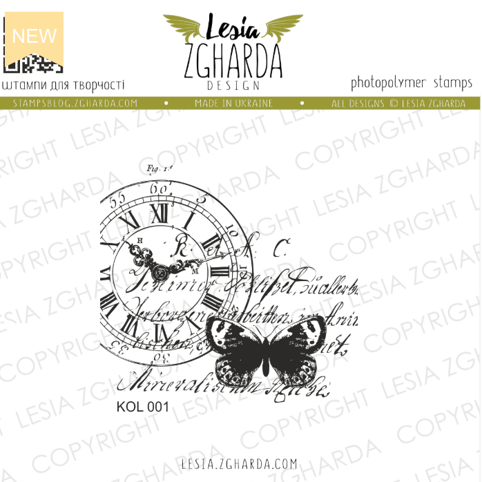 Lesia Zgharda Butterfly Collage Clear Stamp Set kol011