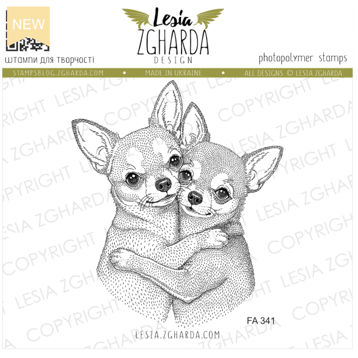 Lesia Zgharda Chihuahua Cuddle Clear Stamp Set fa341