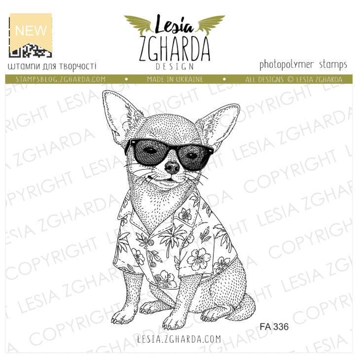 Lesia Zgharda Chill Chihuahua Boy Dog Clear Stamp Set fa336