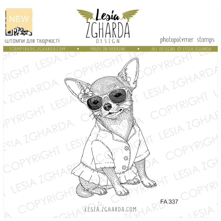 Lesia Zgharda Chill Chihuahua Girl Dog Clear Stamp Set fa337