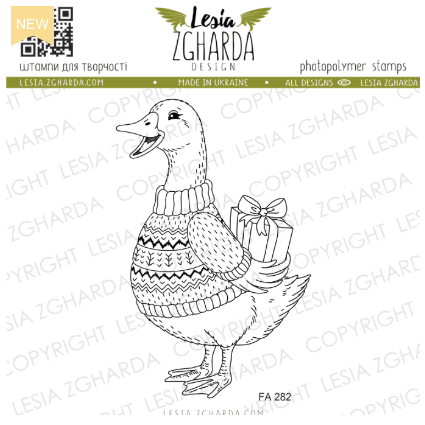 Lesia Zgharda Christmas Goose with Gift Clear Stamp Set fa282