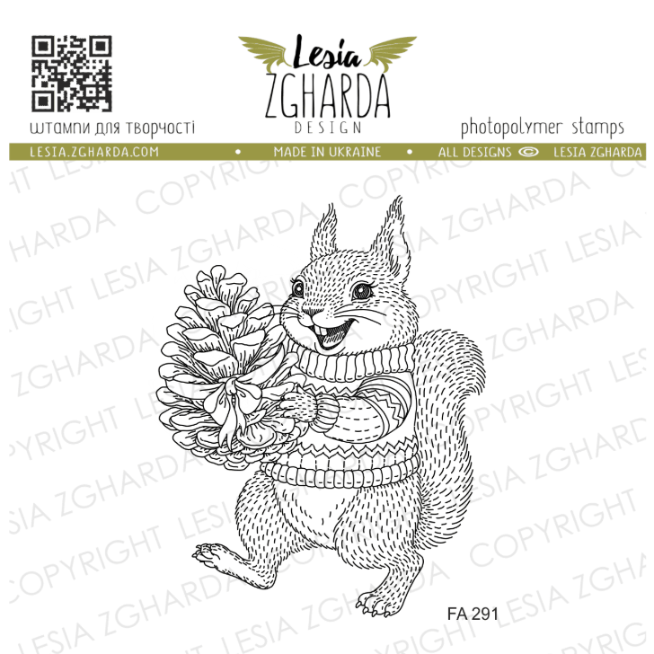 Lesia Zgharda Christmas Squirrel Clear Stamp Set fa291