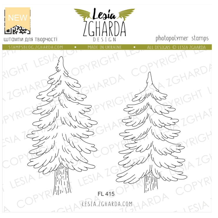 Lesia Zgharda Christmas Tree Collection Clear Stamp Set fl415
