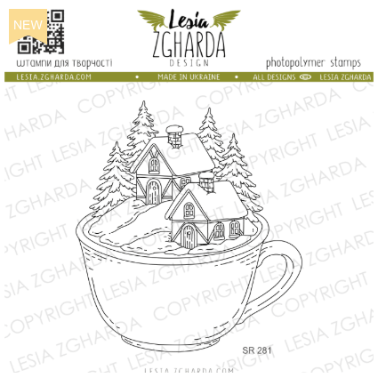 Lesia Zgharda Christmas Village Cup Clear Stamp Set sr281