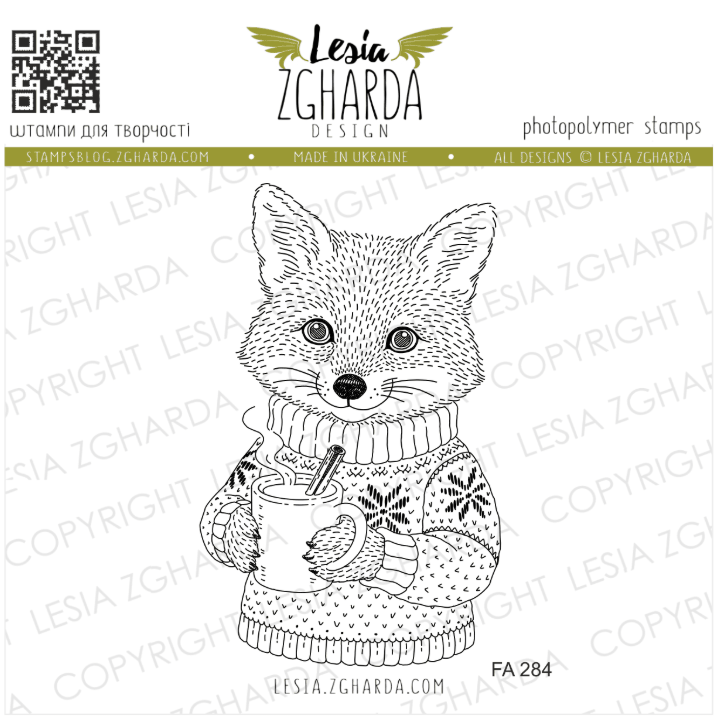 Lesia Zgharda Cozy Fox Cub Clear Stamp Set fa284