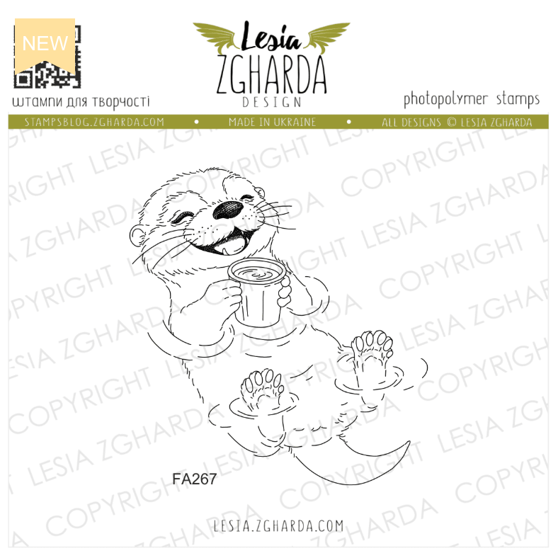 Lesia Zgharda Cute Otter with a Cup Clear Stamp Set fa267