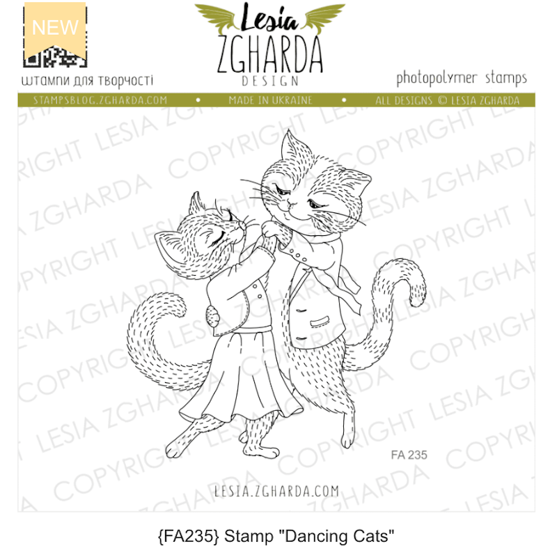 Lesia Zgharda Dancing Cats Clear Stamp fa235
