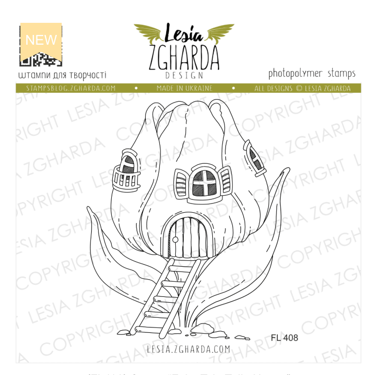 Lesia Zgharda Fairy Tale Tulip House Clear Stamp Set fl408