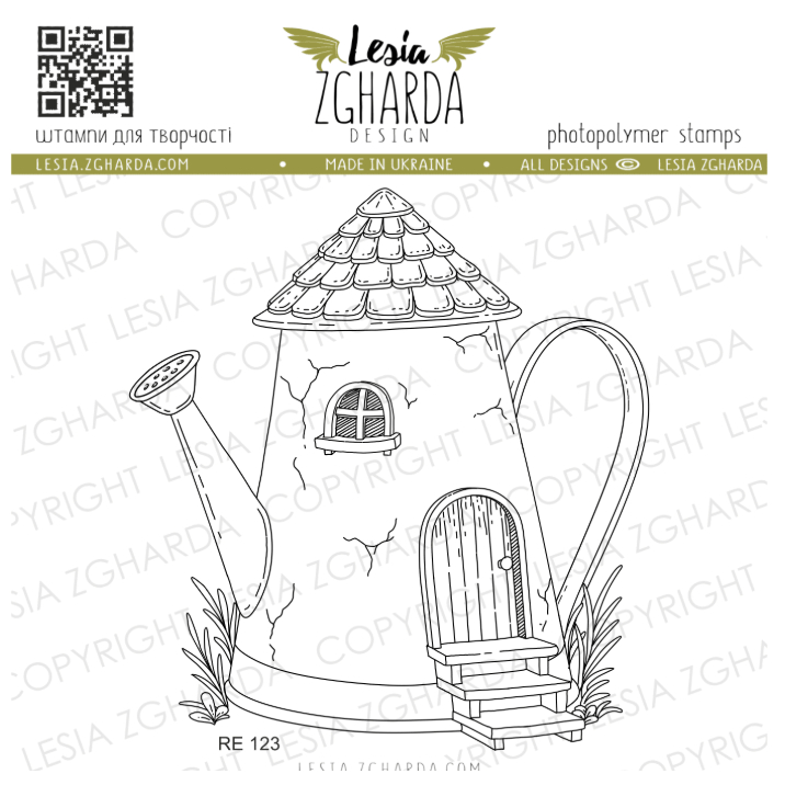 Lesia Zgharda Fairy Tale Watering Can Cottage Clear Stamp Set re123