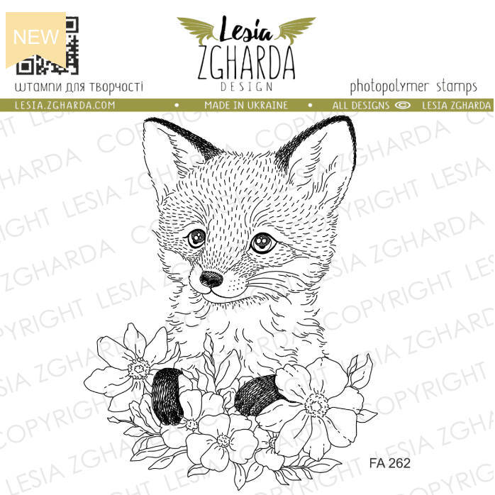Lesia Zgharda Fox Cub with Flowers Clear Stamp Set fa262