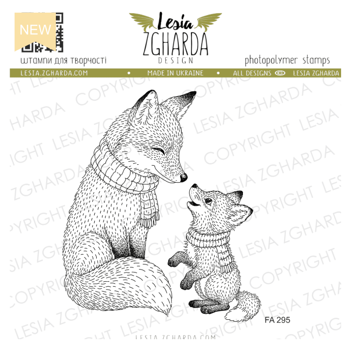 Lesia Zgharda Fox Mama and Baby Clear Stamp Set fa295